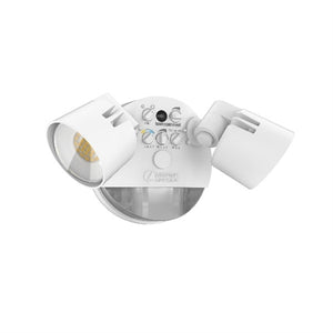 Lithonia HGX LED 2RH ALO SWW2 120 PIR WH Outdoor Motion Activated LED Security Flood Light, 2 Round Heads, Adjustable Lumen Output, 3000K/4000K/5000K Color Temperature, 120V, with Dusk to dawn Photocell, White