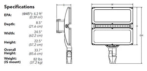 Lithonia HLF2 LED P3 50K NSP MVOLT IS DMG DDBXD 598W High Lumen LED Floodlight, P3 Performance Package, Narrow Spot Distribution, 120-277V, Integral Slipfitter, Dark Bronze Finish