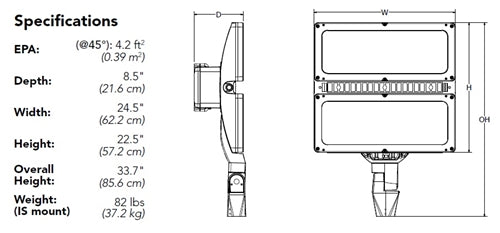 Lithonia HLF2 LED P3 50K WFL 480 IS DDBXD High Lumen LED Floodlight, P3 Performance Package, 5000K, Wide Flood Distribution, 480V, Integral Slipfitter, Dark Bronze Finish