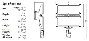 Lithonia HLF2 LED P3 50K WFL 480 IS DDBXD High Lumen LED Floodlight, P3 Performance Package, 5000K, Wide Flood Distribution, 480V, Integral Slipfitter, Dark Bronze Finish