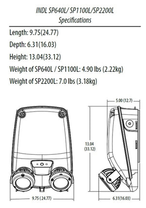 Lithonia INDL SP640L UVOLT LTP SDRT 3.3W Indura Damp Location Emergency Light, 640 lumen, Spot Distribution, 120-347V, Lithium Iron Phosphate Battery, Self-Diagnostics, Remote Testing