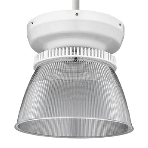 Lithonia JCBL 18000LM ACCR MVOLT GZ10 40K 80CRI PM DWHGXD Round LED High Bay, 18000 Lumens, Clear Acrylic Reflector, Open Bottom Lens, 0-10V Dim, 4000K, 80 CRI, Pendant Mount, Textured white