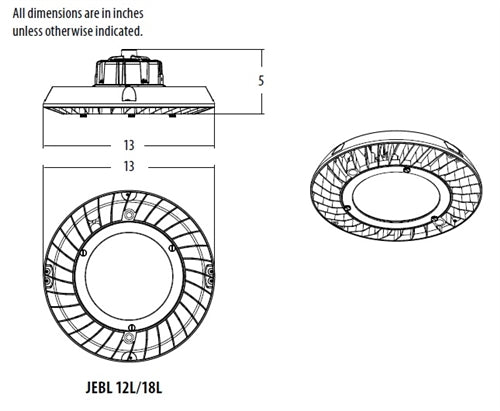 Lithonia JEBL 18L 40K 80CRI WH 136W LED High Bay, 18000 Lumens, 4000K Color Temperature, 80 CRI, White