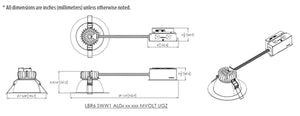 Lithonia LBR6 ALO2 SWW1 AR LSS MWD 120 90CRI UGZ 6" Round Retrofit LED Downlight, 1000/1500/2000 Adjustable Lumens, Switchable CCT 3000K-3500K-4000K-5000K, Clear Reflector, Semi-Specular Reflector, Medium Wide Distribution, 120V, 90 CRI, Dim to 10% 