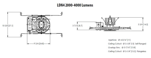 Lithonia LDN4 30/30 MVOLT GZ10 NLTAIR2 HSG 4" Round Downlight, 3000K, 3000 Lumens, 120-277V, 0-10V Driver Dims to 10%, nLight Air enabled, Housing Only