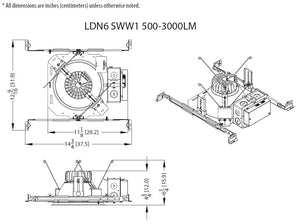 Lithonia LDN6 ALO2 SWW1 MVOLT UGZ HSG 6 Inch Non-IC Round Downlight LED, 1000/1500/2000 Lumens, 3000K-3500K-4000K-5000K Color Temperature, 120-277V, Universal Dimming to 10%, Housing Only