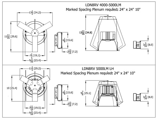 Lithonia LDN8RV 35/50 MVOLT GZ10 HSG 55W 8" Downlight LED, 3500K, 5000 Lumens, Includes LED and Housing