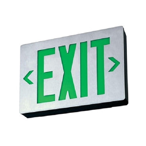 Lithonia LE S 2 G EL N Exit Sign Die-Cast Aluminum, LED Surface Mount, Stencil Face Type, Matte Black Housing, Double Face, Green Letter, 120-277V, Nickel-Cadmium Battery Back-Up