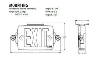 Lithonia LHQM S W RG MVOLT HO Emergency Light Exit Sign Combo, Stenfil Face, White Housing, Red/Green Switchable Letter, 120-277V, High-Output Ni-Cad
