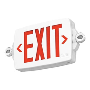 Lithonia LHQM S W RG MVOLT BAA M6 Emergency Light Exit Sign Combo, Stencil Face, White Housing, Red/Green Switchable Letter, 120-277V, Buy American Act Compliant