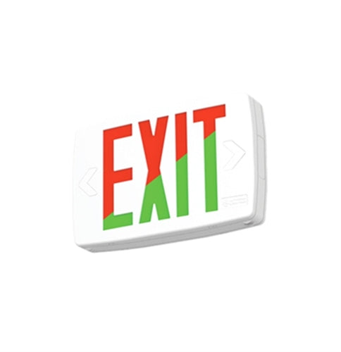 Lithonia LQM S W RG MVOLT EL SD M6 Quantum LED Exit Sign, Stencil Face, White housing, Red/Green Switchable Letter, 120-277V, Nicked Cadmium Battery, Self Diagnostic