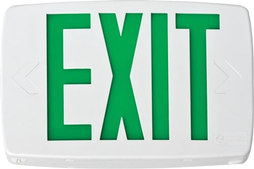 Lithonia LQM S W 3 G MVOLT EL N SD M6 Quantum LED Exit Sign, Stencil Face Type, White Housing, 3 Single Faces, Green Letters, 120-277V, Nickel Cadmium Battery, Self-Diagnostics