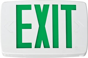 Lithonia LQM S W 3 G MVOLT EL N SD M6 Quantum LED Exit Sign, Stencil Face Type, White Housing, 3 Single Faces, Green Letters, 120-277V, Nickel Cadmium Battery, Self-Diagnostics