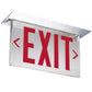 Lithonia LRP 1 RC RA 120/277 LED Edge Lit Exit Sign, Brushed Aluminum Housing, Red Letters on Clear Background, Right Directional Indicator, 120-277V