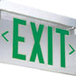 Lithonia LRP 1 GC 120/277 LED Edge Lit Exit Sign, Brushed Aluminum Housing, Green Letters on Clear Background, No Directional Indicator, 120-277V
