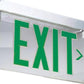 Lithonia LRP W 1 GC RA 120/277LED Edge Lit Exit Sign, White Housing, Single Face, Green on Clear, Right Indicator, 120-277V, AC Only, Ceiling or Back Mount, Complete Exit Panel and Rough-In Section