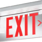 Lithonia LRP W 1 RC RA 120/277LED Edge Lit Exit Sign, White Housing, Single Face, Red on Clear, Right Indicator, 120-277V, AC Only, Ceiling or Back Mount, Complete Exit Panel and Rough-In Section
