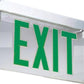 Lithonia LRP W 1 GC 120/277LED Edge Lit Exit Sign, White Housing, Single Face, Green on Clear, No Indicator, 120-277V, AC Only, Ceiling or Back Mount, Complete Exit Panel and Rough-In Section