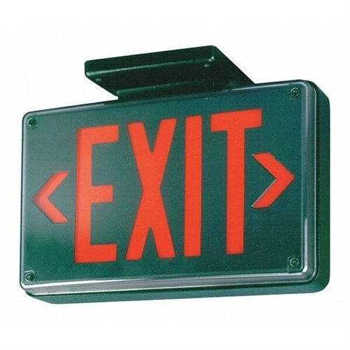 Lithonia LV S 1 R 120/277 EL N All-Condition LED Exit Light, Stencil Face, Black Faceplate on Black Housing, Single Face, Red Letter, 120/277V, Nickel-Cadmium Battery, Back Mount