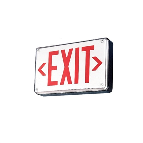 Lithonia LV S W 2 R 120/277 EL N UM All-Condition LED Exit Light, Stencil Face, White Faceplate on White Housing, Single Face, Red Letter, 120/277V, Nickel-Cadmium Battery, Universal Mount