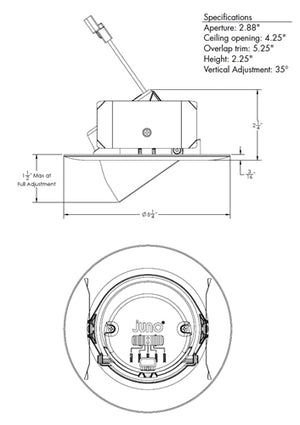 Lithonia RB4A SWW5 SNP 4" Adjustable LED Trim Kit, Switchable Color Temperature 2700K, 3000K, 3500K, 4000K, 5000K, Satin Nickel Paint