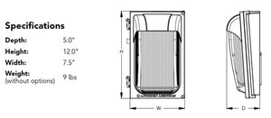 Lithonia TWX1 LED P2 50K MVOLT PE DDBTXD 22W LED Wall Light, 5000K, 120-277V, Button Photocell, Textured Dark Bronze