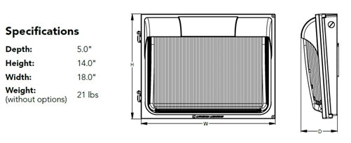 Lithonia TWX3 LED ALO 50K MVOLT PE DDBTXD Outdoor LED Wallpack Adjustable Light Output 5000K with Photocell, in Dark Bronze