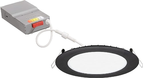Lithonia WF6 SWW5 90CRI MB M6 6" LED Ultra-Thin Wafer Downlight, Switchable 2700K-5000K, 90 CRI, 970 Lumens, Matte Black