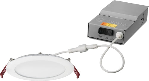 Lithonia WF6 SWW5 90CRI MW M6 6" LED Ultra-Thin Wafer Downlight, Switchable 2700K-5000K, 90 CRI, 970 Lumens, Matte White
