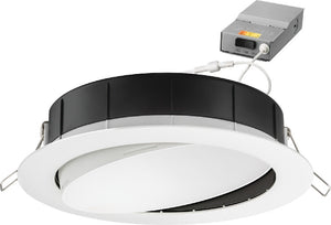 Lithonia WF6 ADJ LED 30K40K50K 90CRI MW M6 6" Gimbal Wafer-Thin Housing-Free LED Downlight, IC/ Non-IC, New Construction/ Remodel, Switchable Color Temperature, 3000K, 4000K, 5000K, 90 CRI, Matte White