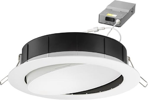 Lithonia WF6 ADJ SWW5 90CRI MW 6" Gimbal Wafer-Thin Housing-Free LED Adjustable Downlight, New Construction/ Remodel, Switchable Color Temperature, 2700K-5000K, 90 CRI, Matte White
