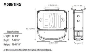Lithonia WLTC 1 R SD M4 Wet Location LED Exit Sign Combo with Battery Backup, White Housing, Single Face, Red Letter, Self-Diagnostics