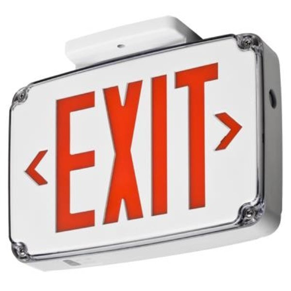 Lithonia WLTE GY 1 R EL Wet Location Exit Sign, Gray Housing, Single Face, Red Letter, Nickel-Cadmium Battery