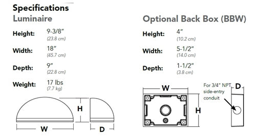 Lithonia WSQ LED P1 40K SR3 MVOLT DDBXD 20W Architectural Wall Sconce, P1 Performance Package, 4000K, Type III Distribution, 120-277V, Dark Bronze