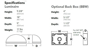 Lithonia WSQ LED P1 40K SR3 MVOLT DDBXD 20W Architectural Wall Sconce, P1 Performance Package, 4000K, Type III Distribution, 120-277V, Dark Bronze