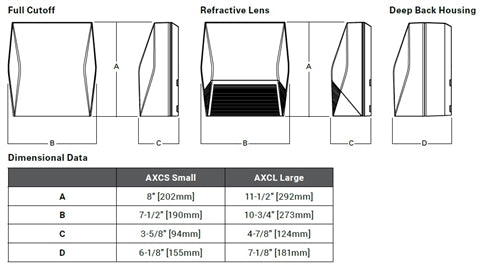 Lumark AXCS1ARL 14W Axcent LED Wall Light, Refractive Lens, 4000K, Carbon Bronze Finish, with 50 Degrees C High Ambient