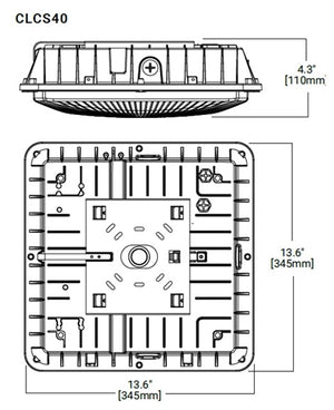 Lumark CLCS40S 90-120W Low Profile Canopy Parking Garage Light, Surface Mount, Selectable Lumens: 13600-17600 lumens, 120-277V, Bronze
