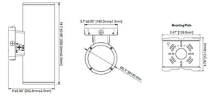 Lumark CYL-2D-30W-347V-PC 15-30W LED Wall LED Cylinder Light, Selectable CCT 3000/4000/5000K, 80CRI, 120-347V, 50/60Hz, Photocell Option