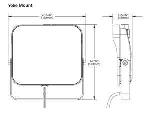 Lumark LSF25-YK-PC 25-35-45-65W LED Floodlight, Selectable CCT 3000K-4000K-5000K , 70 CRI, 120-347V, 50-60 Hz, Yoke Mount, Dusk-to-Dawn via Button-Type Photocontrol
