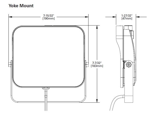 Lumark LSF65-YK-PC 11-15-22-25W LED Floodlight, Selectable CCT 3000K-4000K-5000K , 70 CRI, 120-347V, 50-60 Hz, Yoke Mount, Dusk-to-Dawn via Button-Type Photocontrol