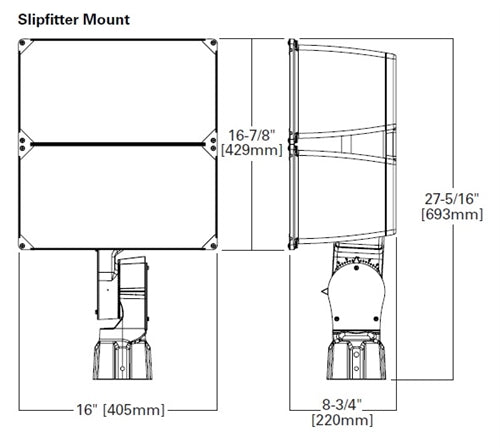 Lumark NFFLD-L-C100-D-480-66-S-CB 252W Night Falcon Large LED Floodlight, 120-277V, 33900 Lumens, 0-10V Dimming, NEMA 6Hx6V Wide, Slipfitter Mount, Carbon Bronze