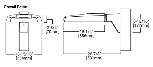 Lumark PRV-P-PA1C-740-U-T3-SA-BZ-HSS-SPB2 Prevail Petite LED Area Light, 1 Panel, 24 LED Rectangle, 950mA, 70 CRI, 4000K, 120-277V, Type III Distribution, Standard Versatile Amr, House Side Shield, Dimming Motion and Daylight Sensor, Bronze
