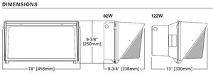Lumark WPLLED-125-GL-UNV-PC 122W Glass LED Wallpack, 120-277V, 4000K, Button Photocell