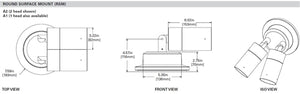 Lumiere 1003-A2-RCS-RW-LED2790-W-WT-L1-UNV-RSM 10W Lanterra 1003 Accent and Flood LED, 2 Heads, Outdoor, Standard-Recessed Lens Hood, 2700K Color Temperature, Wide Optic, White Finish, 120-277V, Round Surface Mount