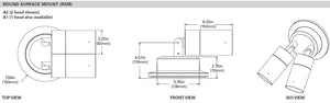 Lumiere 1003-A2-RCS-RI-LED2790-F-CS-L1-UNV-RSM 10W Lanterra 1003 Accent and Flood LED, 2 Heads, Indoor,  Recessed Lens, 2700K Color Temperature, Flood Optic, City Silver Finish, 120-277V, Round Surface Mount