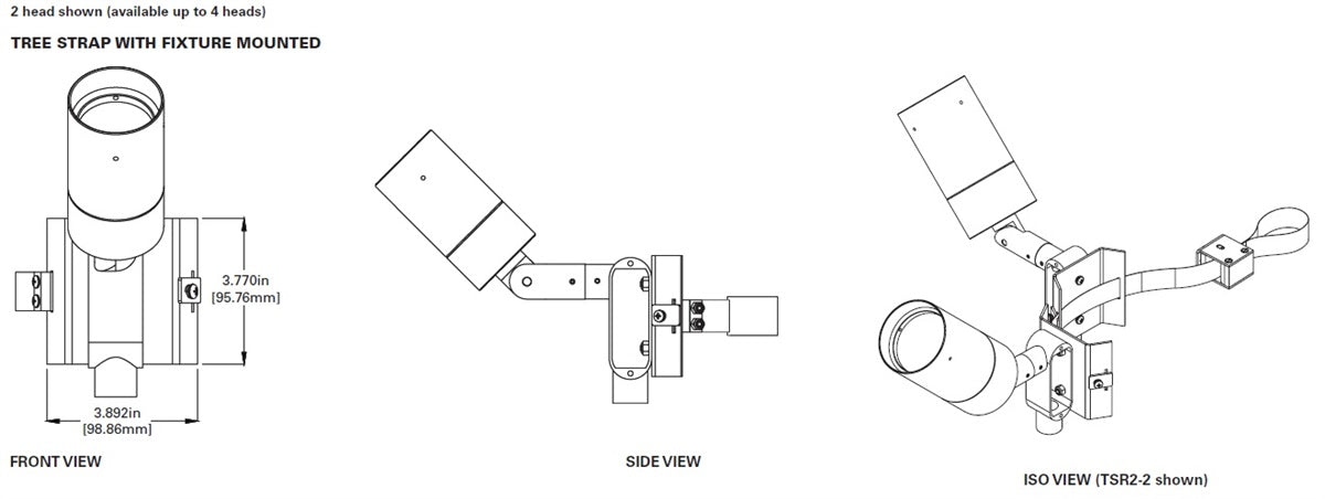 Lumiere 1004-A1-RCS-FL-LED3090-F-CS-L1-UNV-TSR2-2 10W Lanterra Accent and Flood LED, 1 Head, Flush Lens Hood, 3000K Color Temperature, 90 CRI, Flood Optic, City Silver Finish, 120-277V, 2-Fixtures Tree Strap Mount