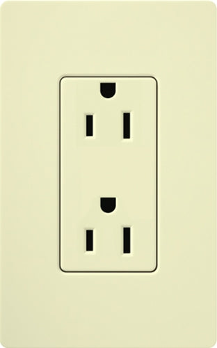 Lutron CAR-15-AL Claro 15A Duplex Receptacle, Not Tamper Resistant, in Almond