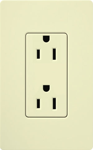 Lutron CAR-15-AL Claro 15A Duplex Receptacle, Not Tamper Resistant, in Almond