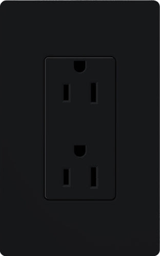 Lutron CAR-15-BL Claro 15A Duplex Receptacle, Not Tamper Resistant, in Black