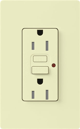 Lutron CAR-15-GFST-AL Claro Self-Testing Tamper Resistant 15A GFCI Receptacle, in Almond